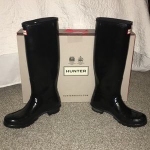 Hunter Rain Boots Black Glossy